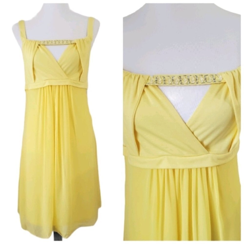 Lucy Paris YELLOW Beaded Cut Out Dress
